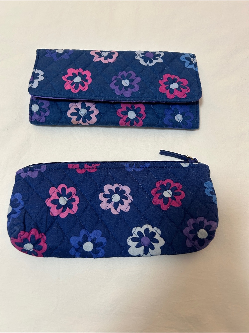Vera Bradley Navy/Floral Trifold Wallet Set